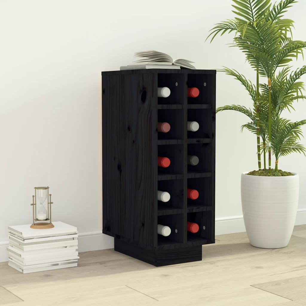 Weinregal Schwarz 23x34x61 cm Massivholz Kiefer