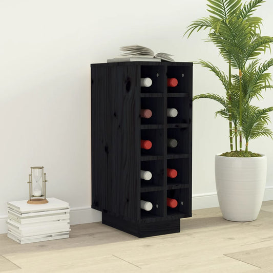 Weinregal Schwarz 23x34x61 cm Massivholz Kiefer
