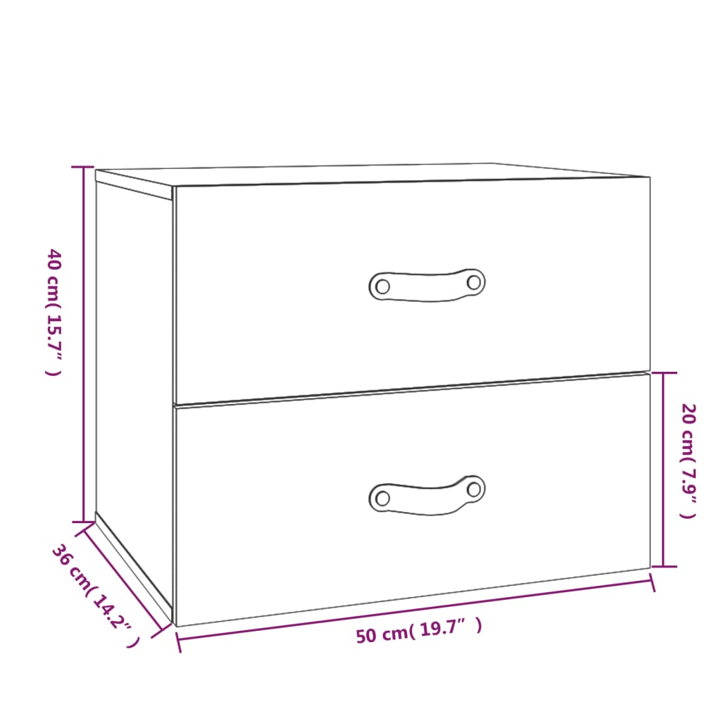 Table de chevet murale blanche 50x36x40 cm