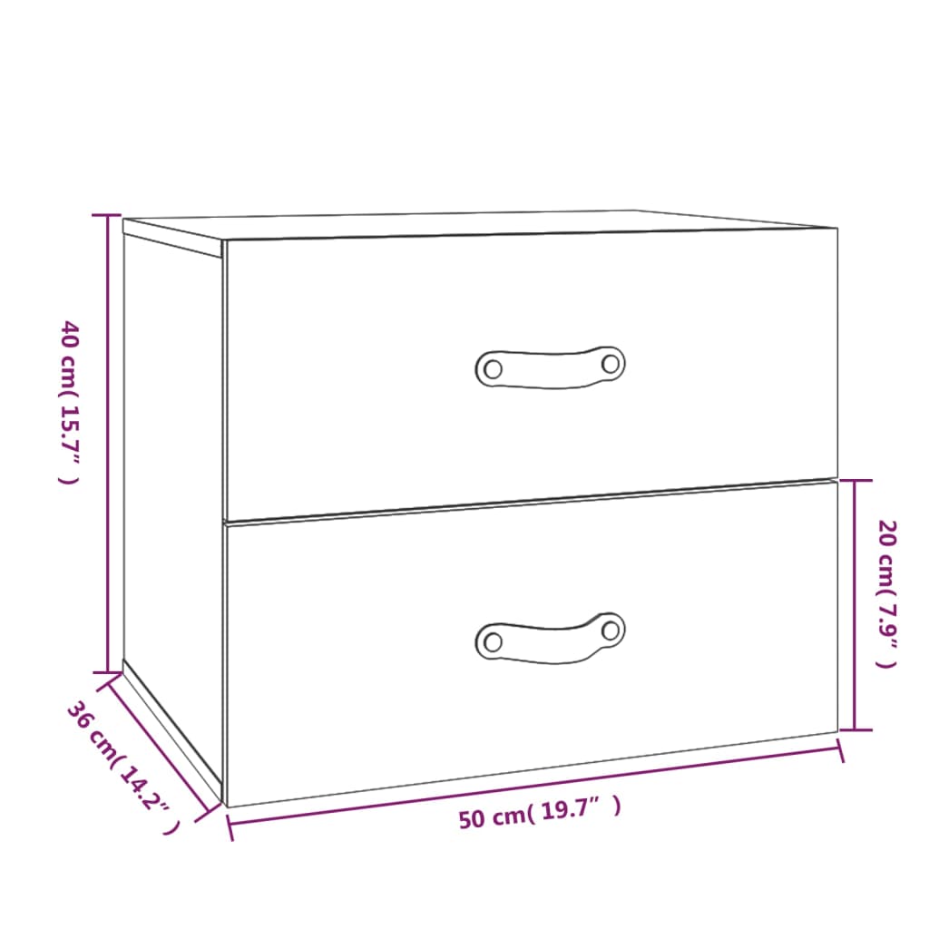 Tables de chevet murales 2 pcs. Blanc 50x36x40 cm