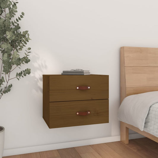 Table de chevet murale marron miel 50x36x40 cm