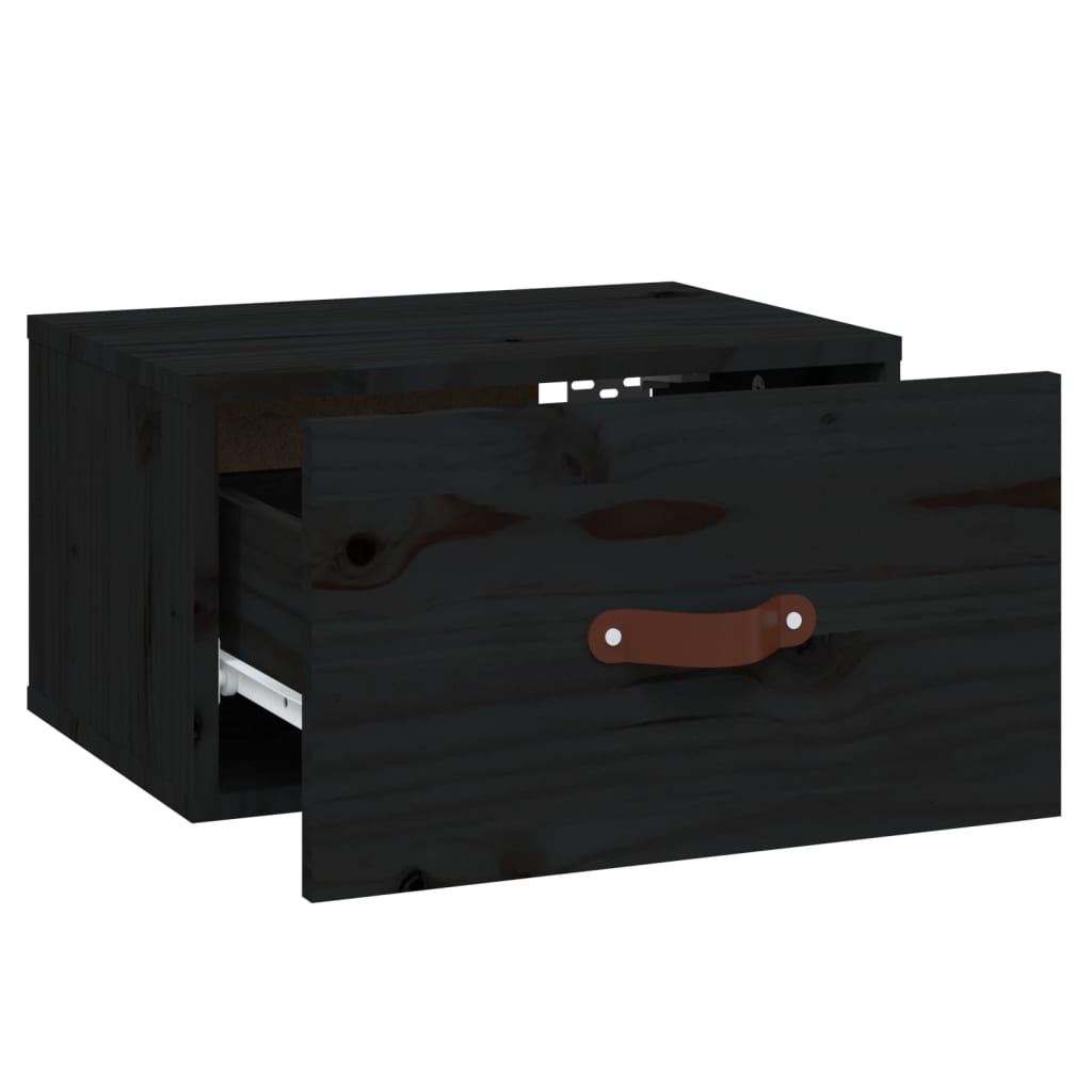 Table de chevet murale noire 40x29,5x22 cm