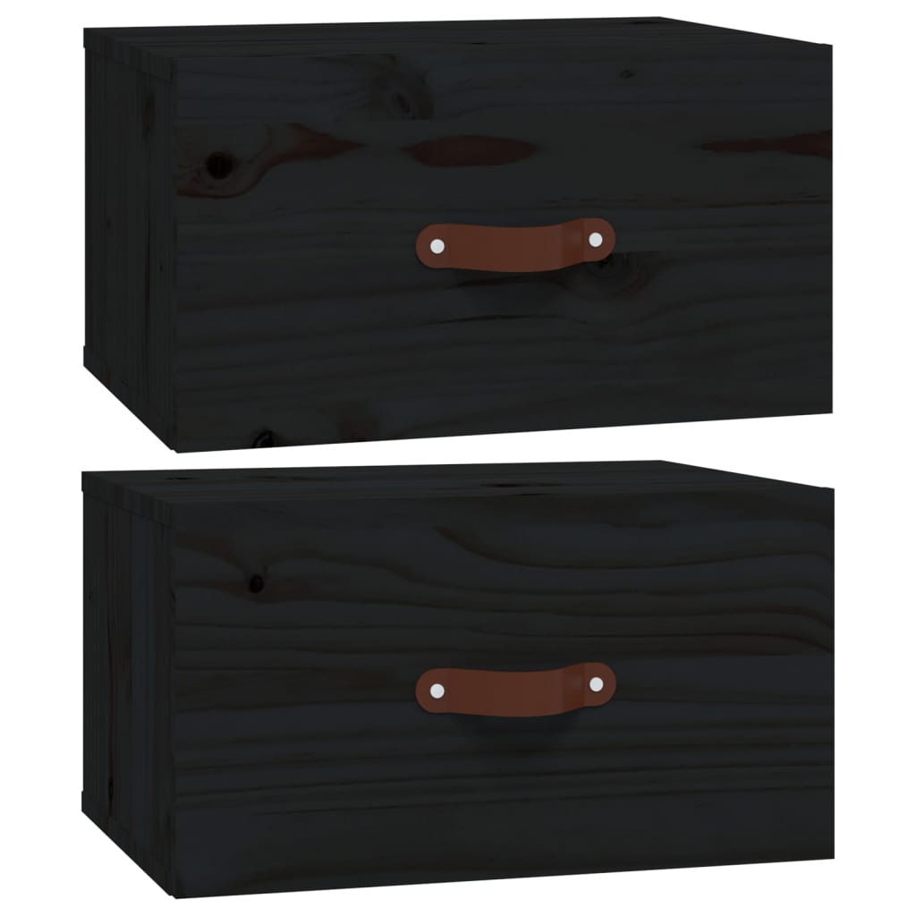 Tables de chevet murales 2 pcs. Noir 40x29,5x22 cm