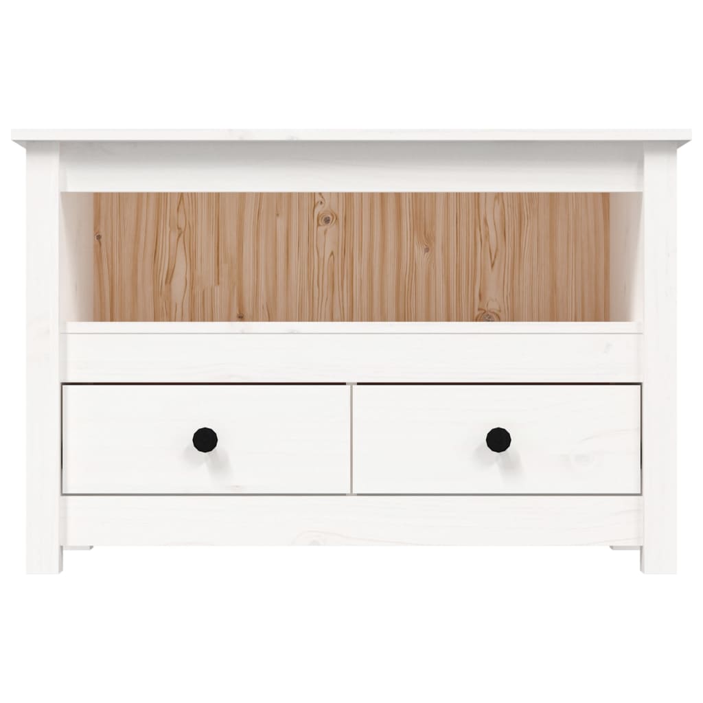 Meuble TV blanc 79x35x52 cm en bois de pin massif