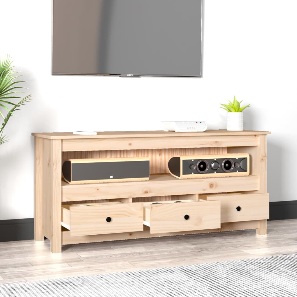 Meuble TV 114x35x52 cm en bois de pin massif