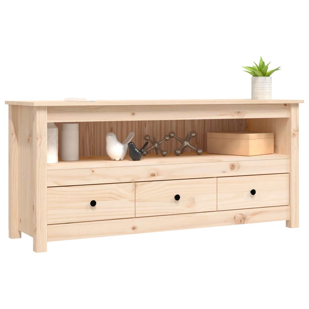 Meuble TV 114x35x52 cm en bois de pin massif