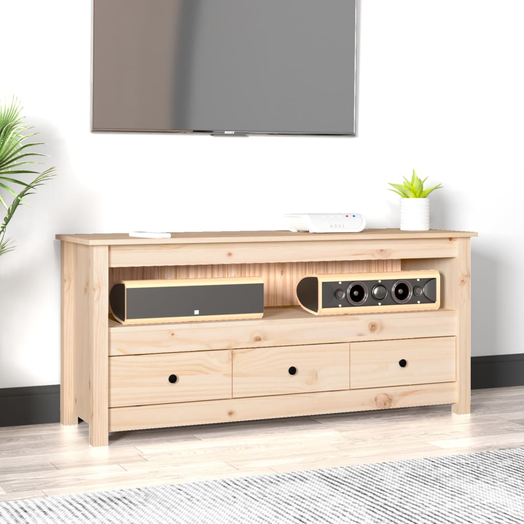 Meuble TV 114x35x52 cm en bois de pin massif