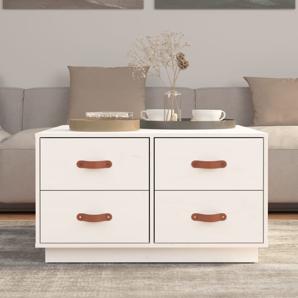 Coffee Table White 80x80x45 cm Solid Pine