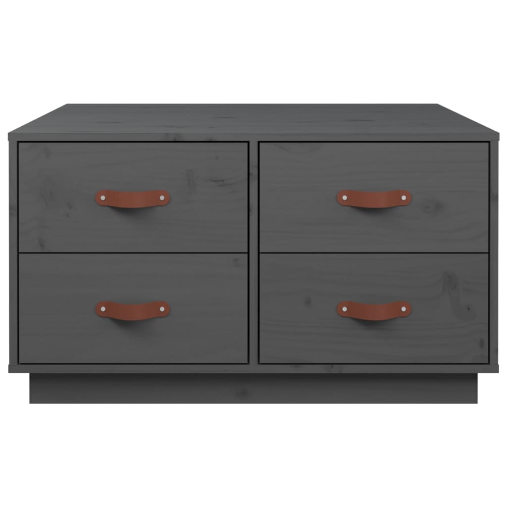 Table basse grise 80x80x45 cm en bois de pin massif