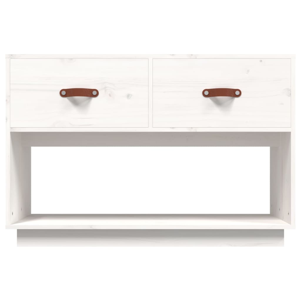 Meuble TV blanc 90x40x60 cm en bois de pin massif