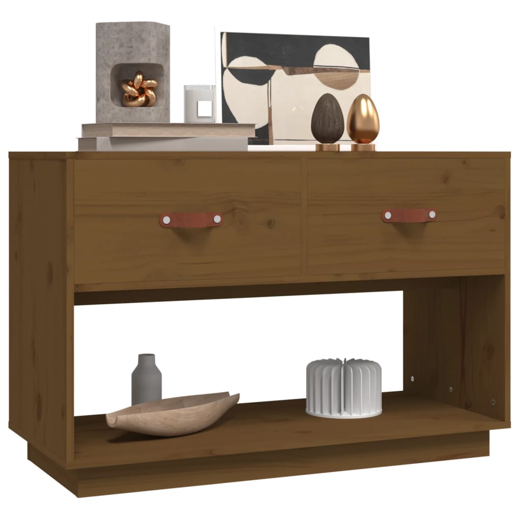 Meuble TV marron miel 90x40x60 cm en bois de pin massif