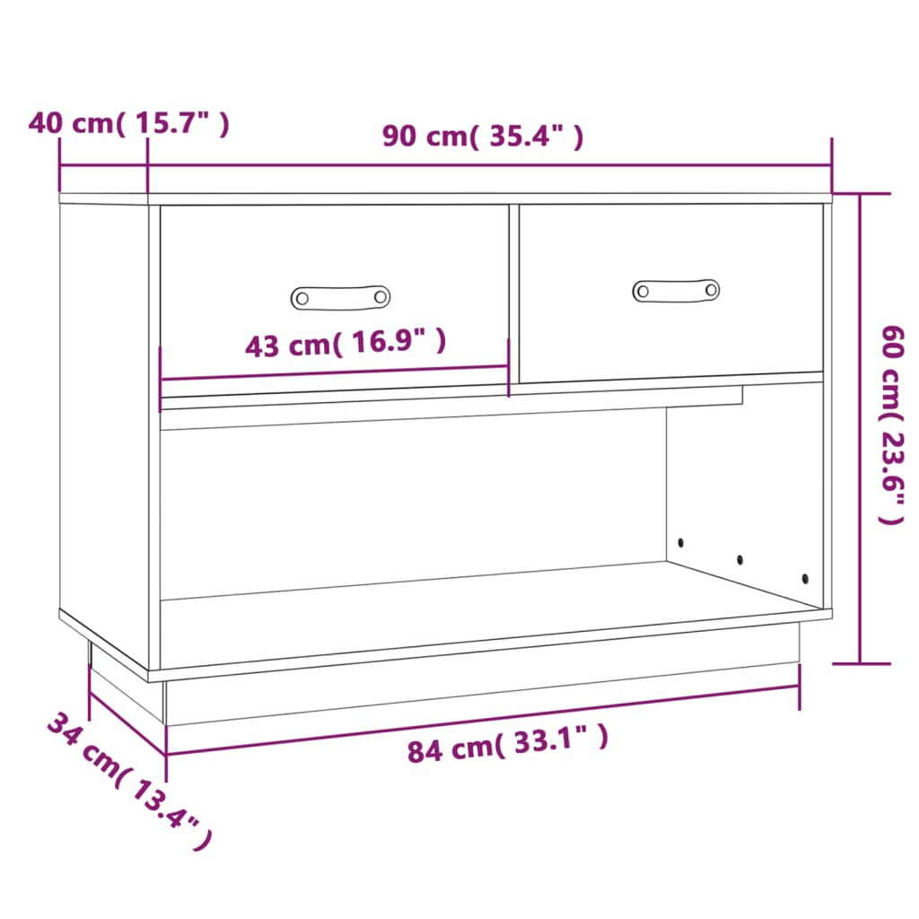 Meuble TV marron miel 90x40x60 cm en bois de pin massif