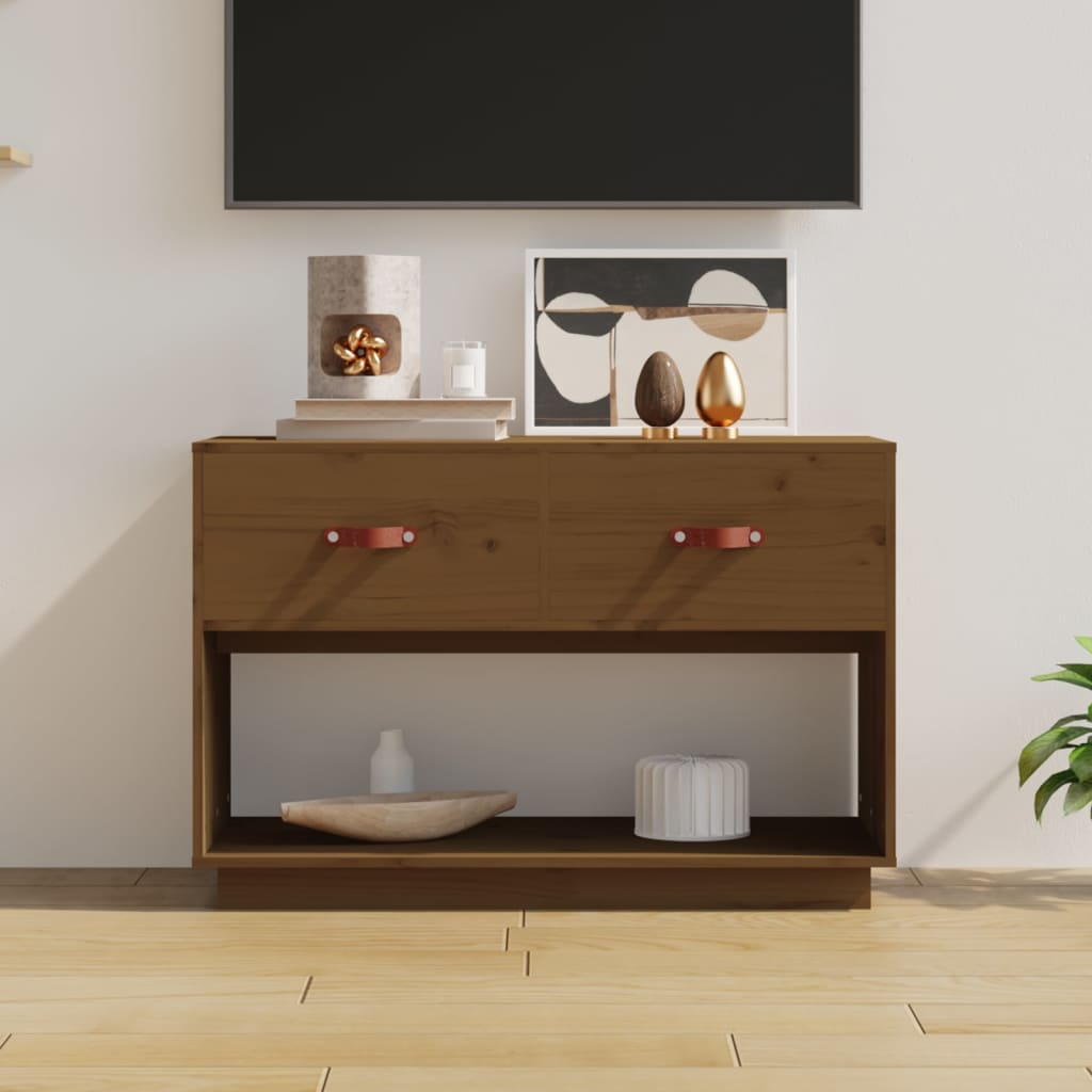 Meuble TV marron miel 90x40x60 cm en bois de pin massif