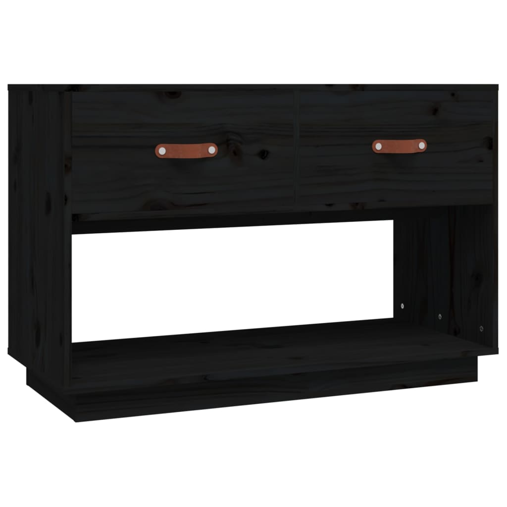 Meuble TV noir 90x40x60 cm en bois de pin massif