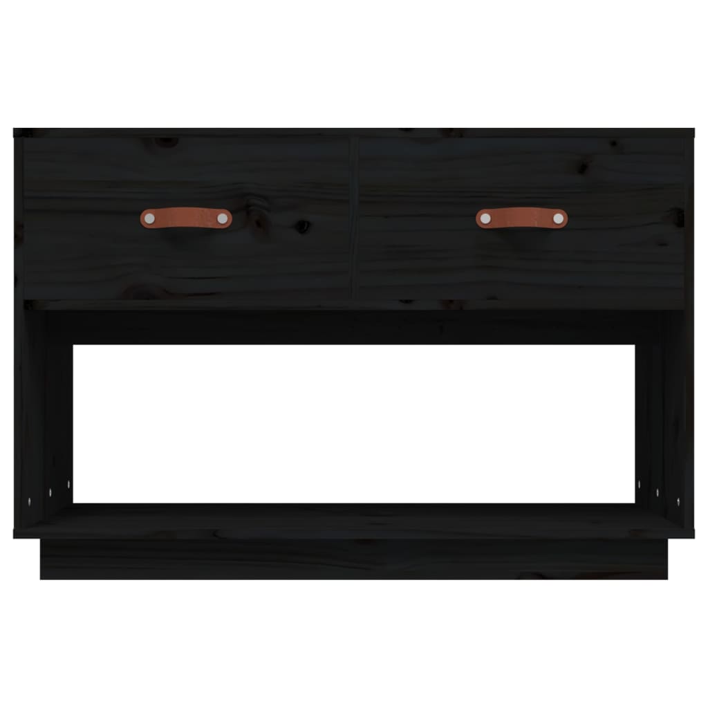 Meuble TV noir 90x40x60 cm en bois de pin massif