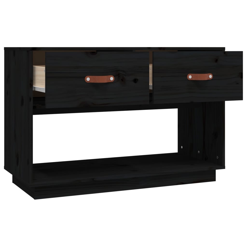Meuble TV noir 90x40x60 cm en bois de pin massif