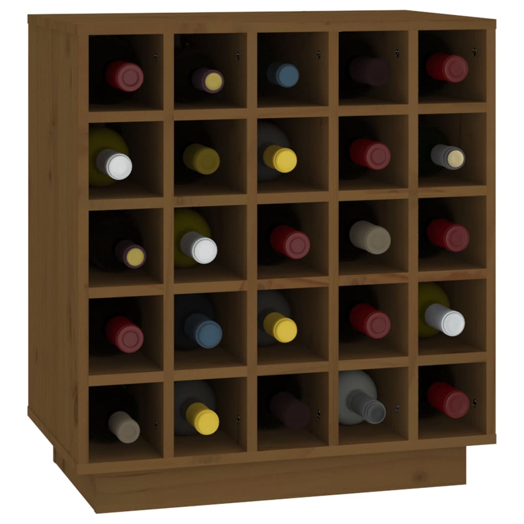 Casier à vin marron miel 55,5x34x61 cm en bois de pin massif