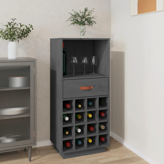 Weinregal Grau 45x34x100 cm Massivholz Kiefer