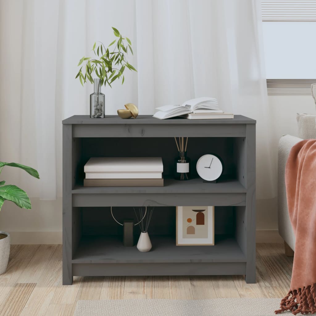 Bookshelf Grey 80x35x68 cm Solid Pine