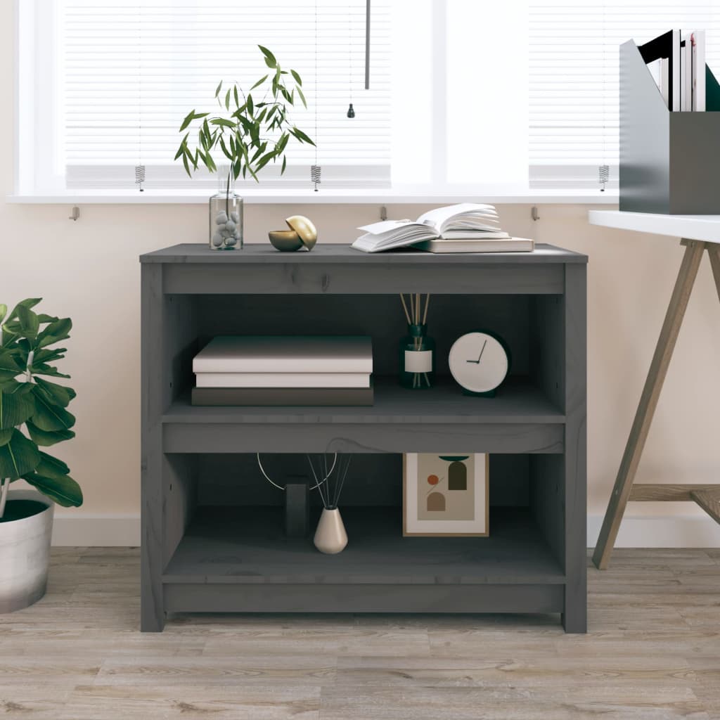 Bookshelf Grey 80x35x68 cm Solid Pine