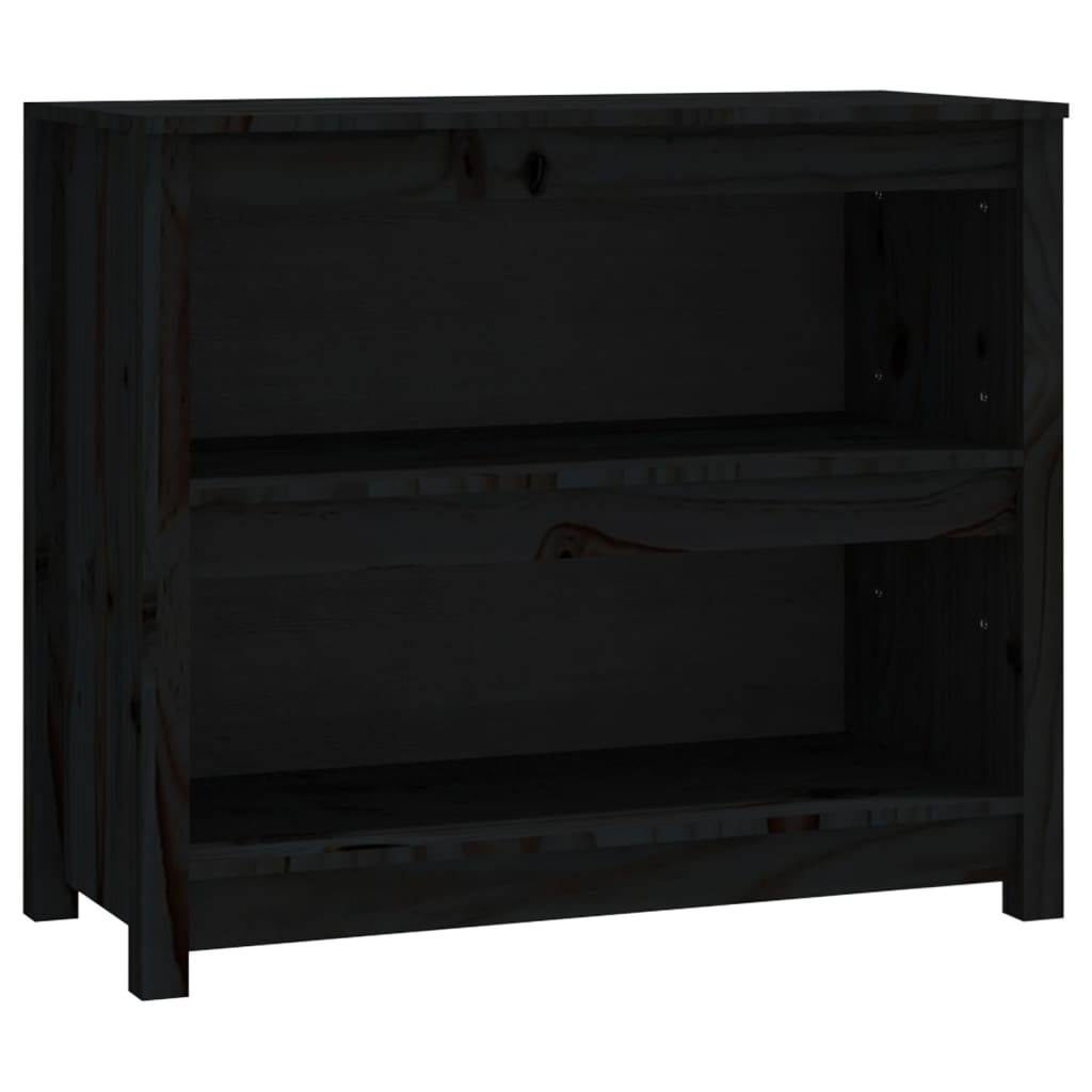 Bookshelf Black 80x35x68 cm Solid Pine