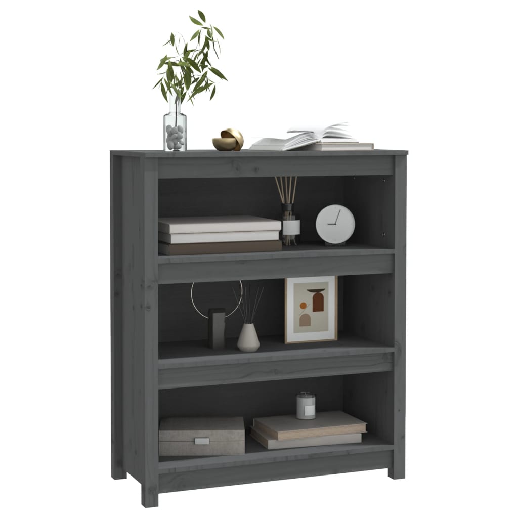 Bookshelf Grey 80x35x97 cm Solid Pine