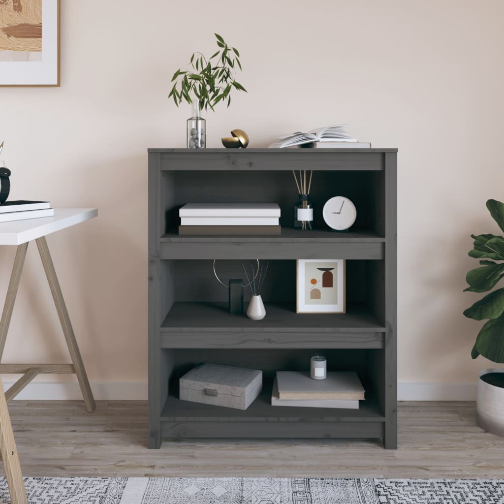 Bookshelf Grey 80x35x97 cm Solid Pine
