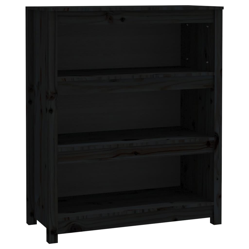 Bookshelf Black 80x35x97 cm Solid Pine