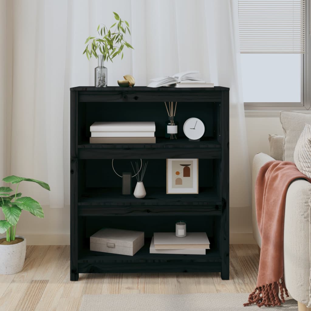 Bookshelf Black 80x35x97 cm Solid Pine