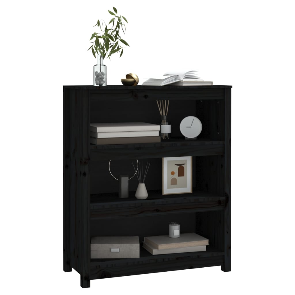 Bookshelf Black 80x35x97 cm Solid Pine