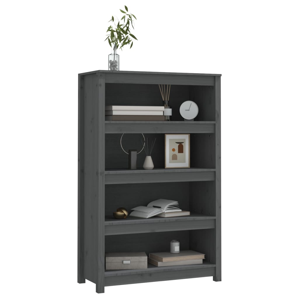 Bookcase Grey 80x35x126 cm Solid Pine
