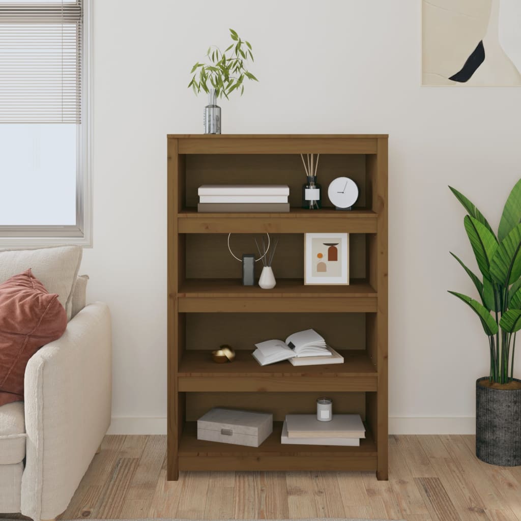 Bookshelf Honey Brown 80x35x126 cm Solid Pine Wood
