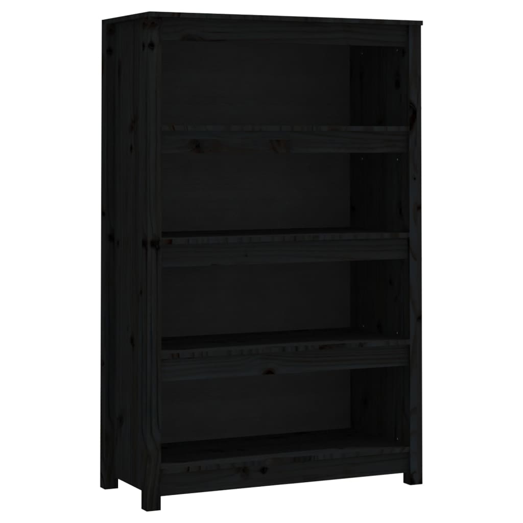 Bookshelf Black 80x35x126 cm Solid Pine