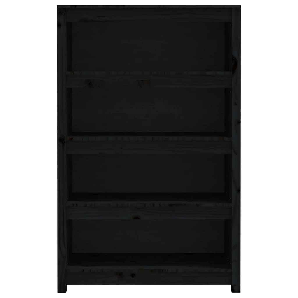 Bookshelf Black 80x35x126 cm Solid Pine