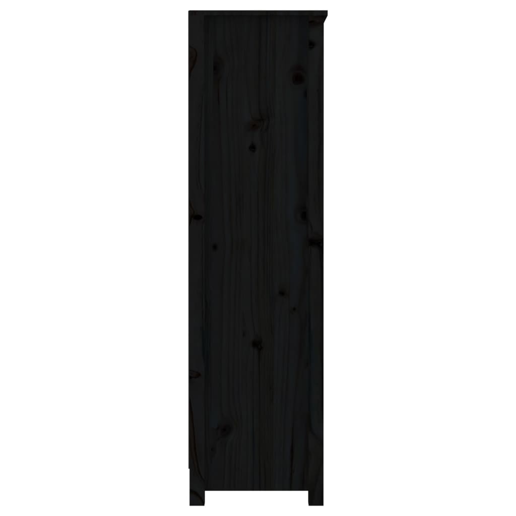 Bookshelf Black 80x35x126 cm Solid Pine