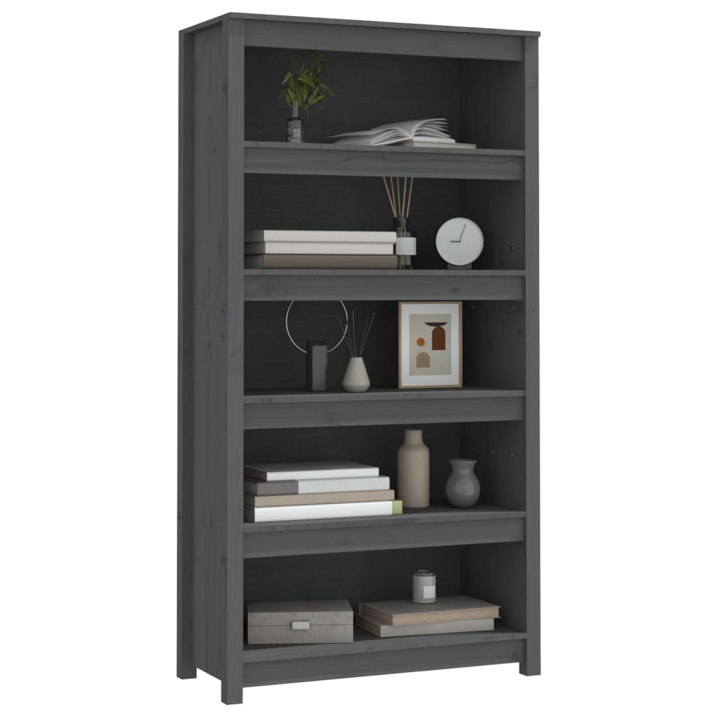 Bookcase Grey 80x35x154 cm Solid Pine
