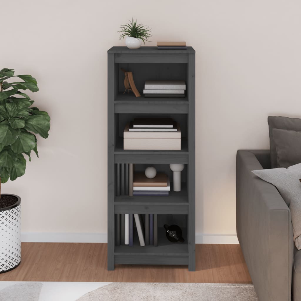 Bookshelf Grey 50x35x125.5 cm Solid Pine