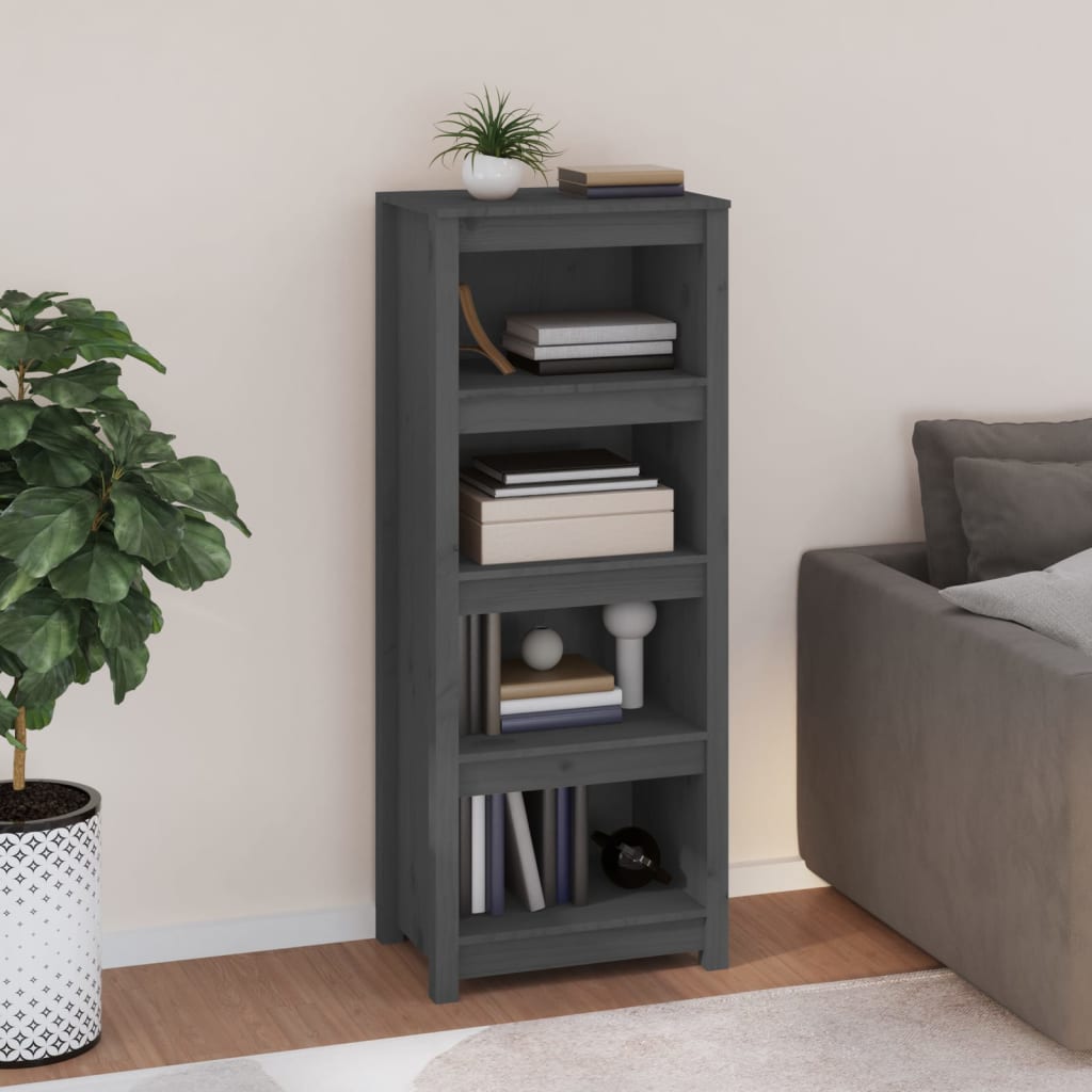 Bookshelf Grey 50x35x125.5 cm Solid Pine