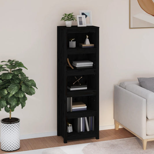 Bookshelf Black 50x35x154 cm Solid Pine