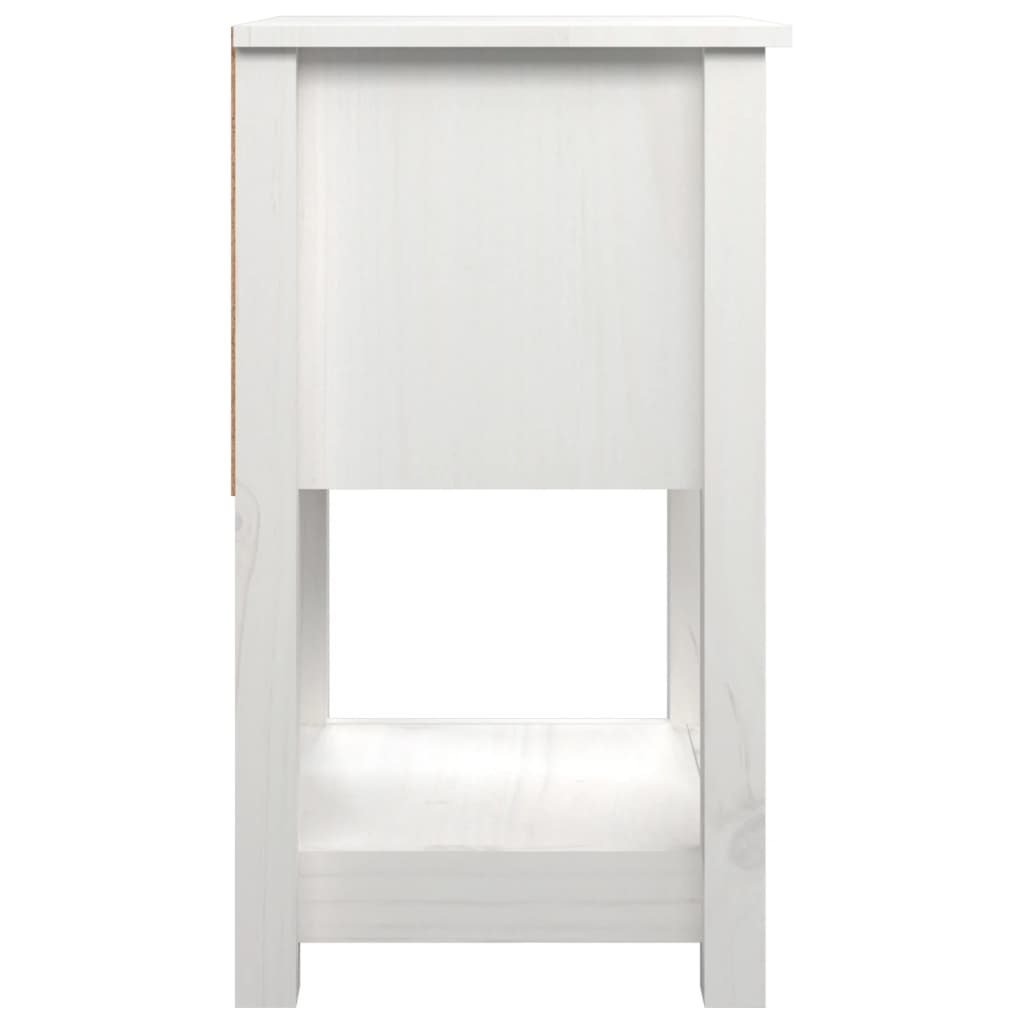Table de chevet blanche 40x35x61,5 cm en bois de pin massif