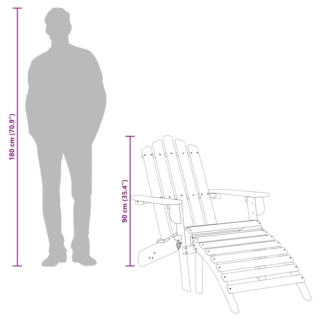 Adirondack-Gartenstühle mit Fußteilen 2 Stk. Massivholz Akazie