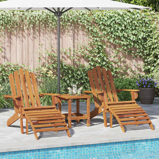 Adirondack-Gartenstühle mit Fußteilen 2 Stk. Massivholz Akazie
