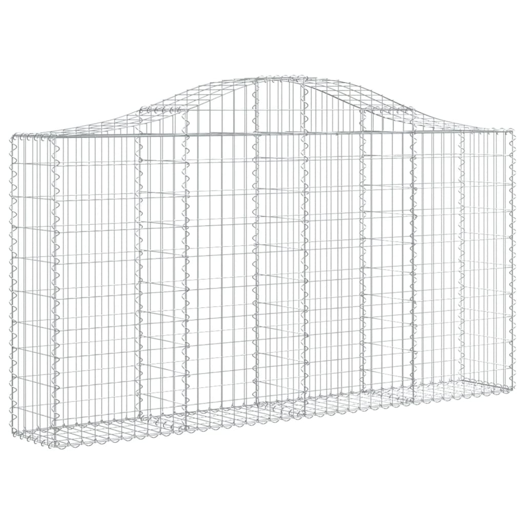 Gabionen mit Hochbogen 2 Stk. 200x30x100/120cm Verzinktes Eisen