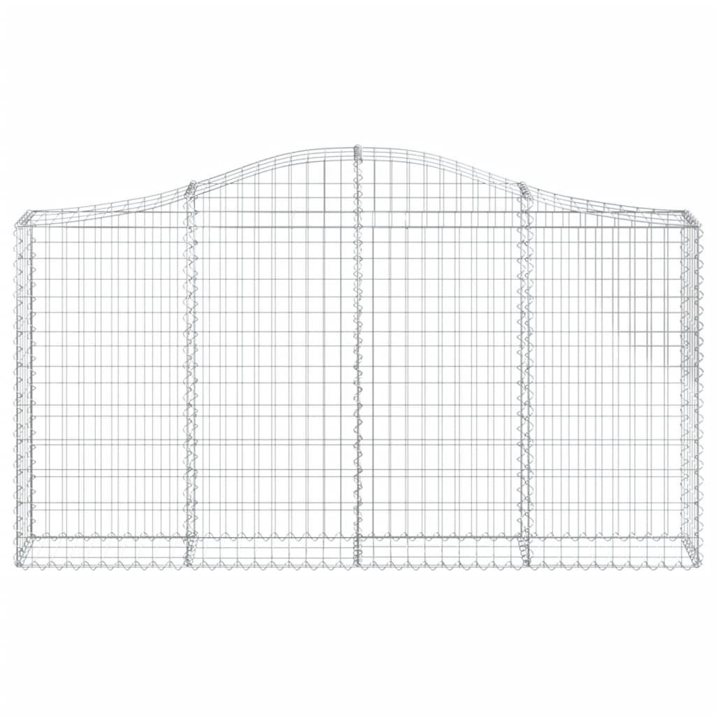 Gabionen mit Hochbogen 2 Stk. 200x30x100/120cm Verzinktes Eisen