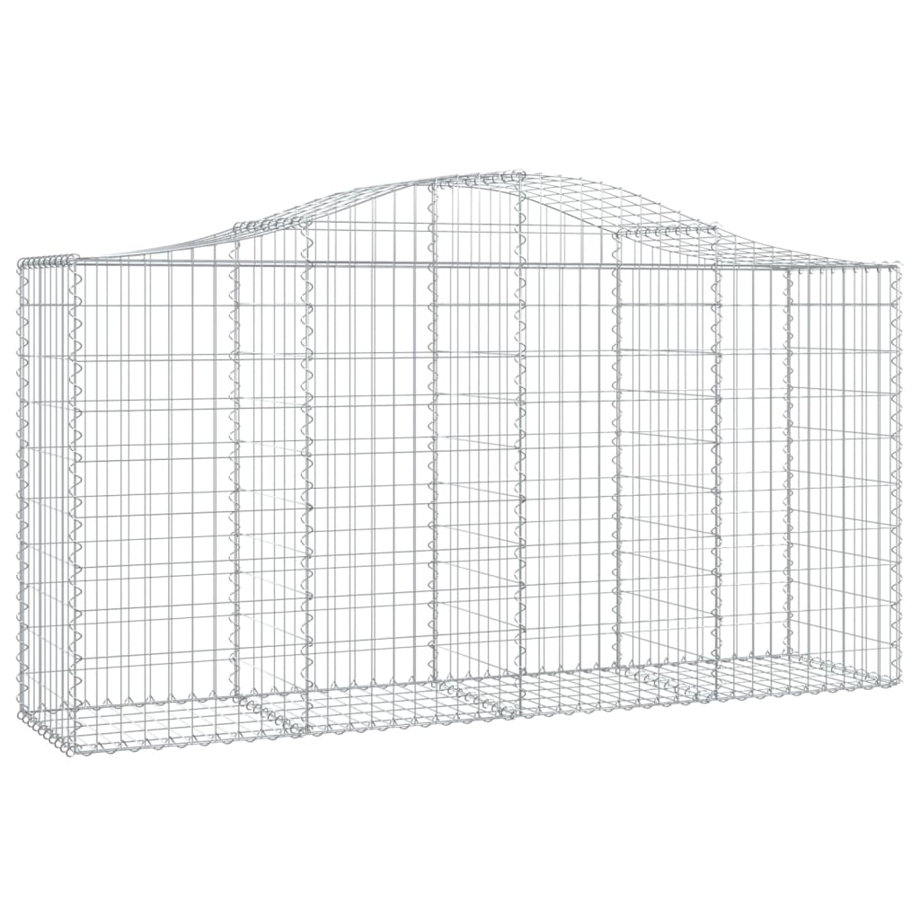 Gabionen mit Hochbogen 2 Stk. 200x50x100/120cm Verzinktes Eisen