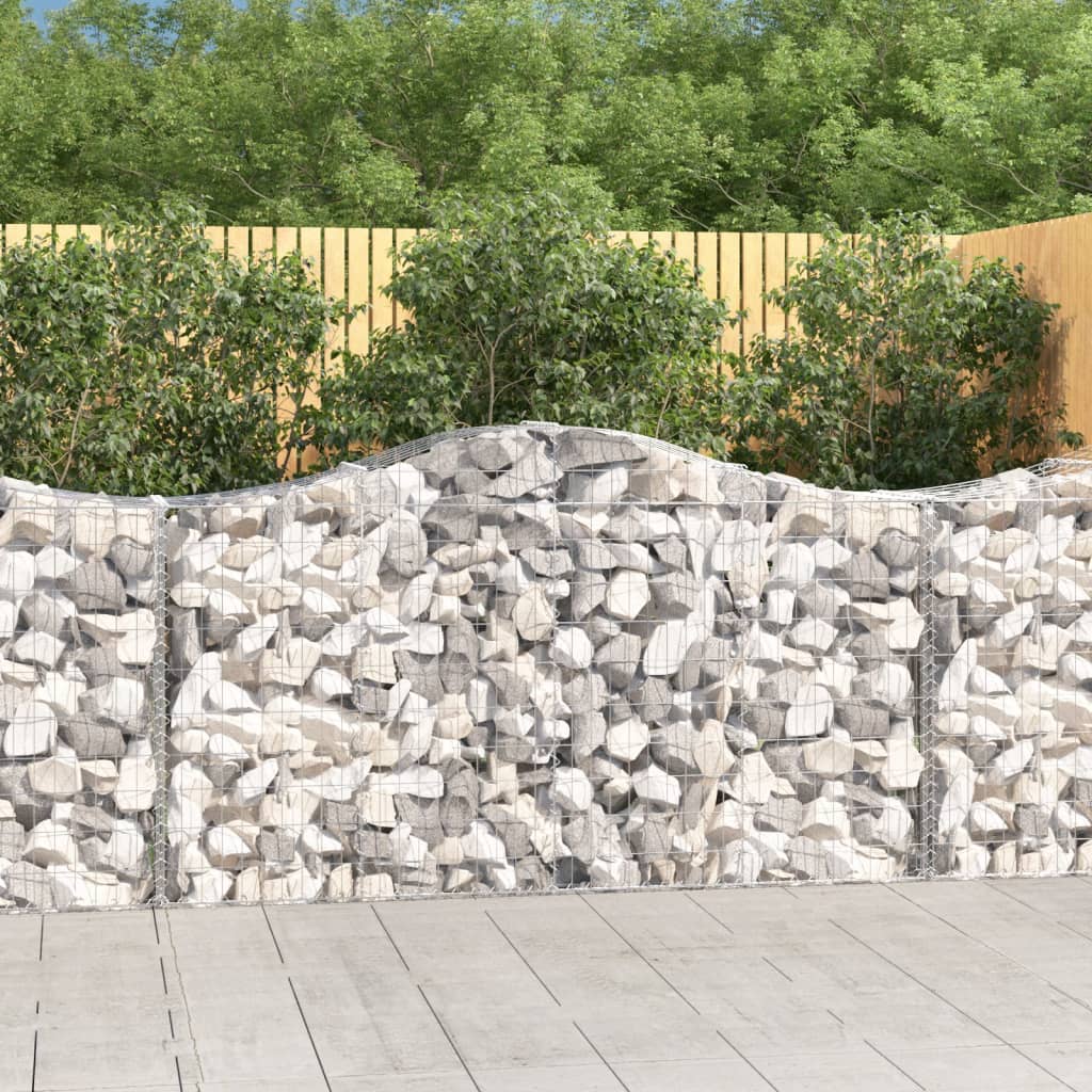 Gabionen mit Hochbogen 3 Stk. 200x50x100/120cm Verzinktes Eisen