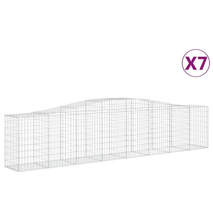 Gabionen mit Hochbogen 7 Stk. 400x50x80/100cm Verzinktes Eisen