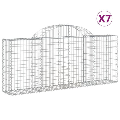 Gabionen mit Hochbogen 7 Stk. 200x30x80/100 cm Verzinktes Eisen