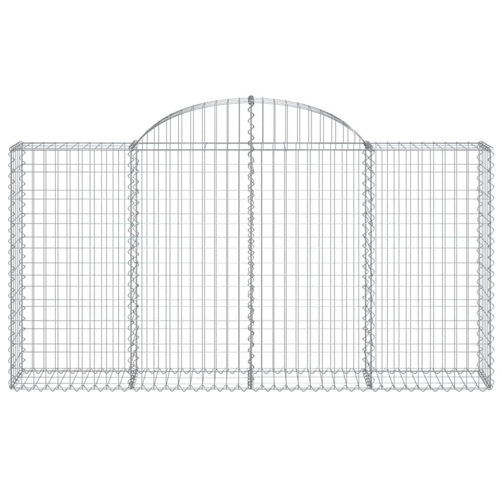 Gabionen mit Hochbogen 4 Stk. 200x30x100/120cm Verzinktes Eisen