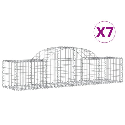 Gabionen mit Hochbogen 7 Stk. 200x50x40/60 cm Verzinktes Eisen